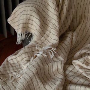 Cotton Throw Blanket, Alice Striped Throw